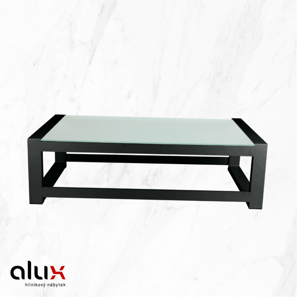 Nábytok ALUX - stôl NANDI Antracit / sklo