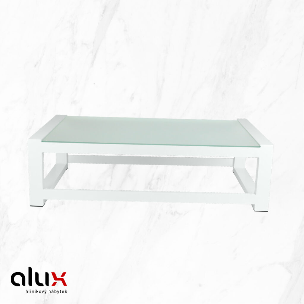 Nábytok ALUX - stôl NANDI White snow / sklo